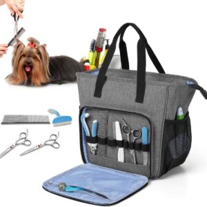 The best dog grooming tools image 17, Teamoy Pet Grooming Tote, Dog Grooming Supplies Organzier Bag for Grooming Shears, Deshedding Tool, Towels, Shampoo and More